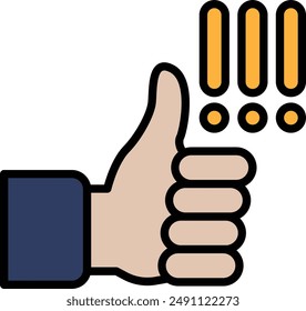 A thumbs up sign with an exclamation point on top. The thumbs up sign is a symbol of approval or agreement, while the exclamation point adds emphasis and excitement. The image conveys a positive