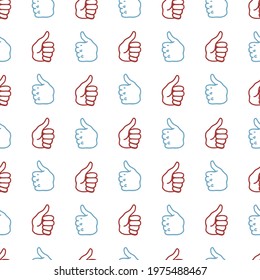 Thumbs up sign hand gesture vector graphic seamless pattern can be use for background and apparel design