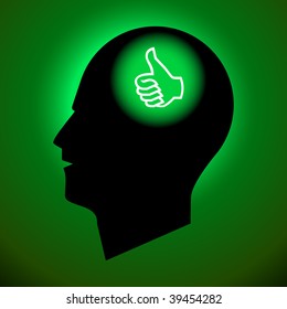 Thumbs Up Sign in Human Head