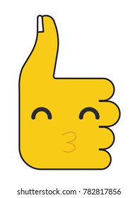Thumbs Up Sign Illustration. Kissing Face With Closed Eyes Emoji vector illustration