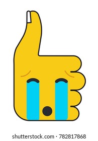 Thumbs Up Sign Illustration. Loudly Crying with Tears Face Emoji vector illustration.