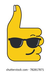Thumbs Up Sign Illustration. Smiling Face With Sunglasses Emoji vector illustration.