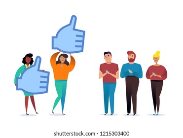 Thumbs up sign. Likes and positive feedback concept. Social network likes, approval, customers feedback concept. Modern flat design concepts. Creative vector illustration. Flat Hand Like Icon