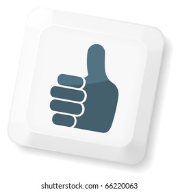 Thumb`s up sign on computer key. Vector keyboard collection.