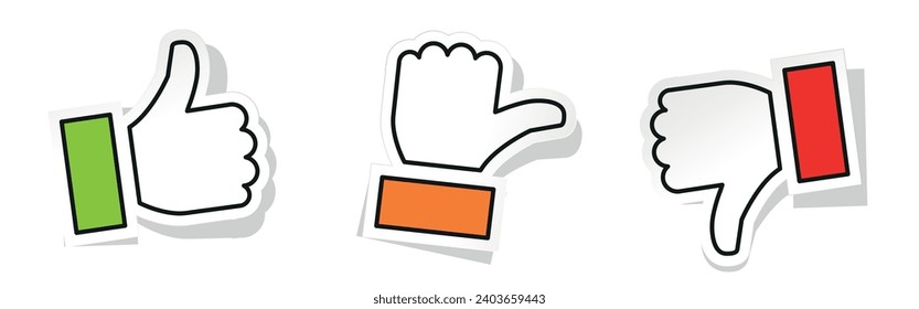 Thumbs sign oriented in 3 colors