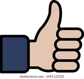 A thumbs up sign is shown in black and white. The thumbs up sign is a symbol of approval or agreement