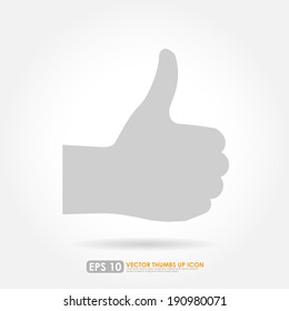 Thumbs Up Silhouette On White Background - Vector Icon -  Like & Favorite Concept