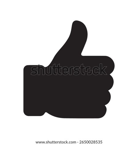 Thumbs up silhouette vector icon representing approval, endorsement, positive vote, rating badge, social media like, customer satisfaction and UI design