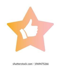 Thumbs up sketch icon for web and mobile. Hand drawn vector. Like and star.