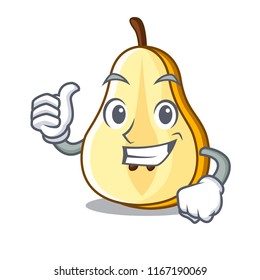 Thumbs up slice of ripe green pear character