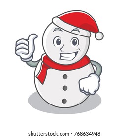 Thumbs up snowman character cartoon style
