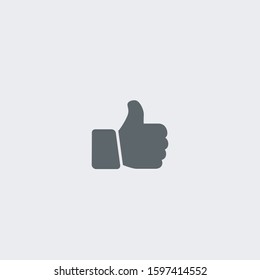 Thumbs up solid grey vector icon