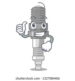 Thumbs up spark plug in a cartoon box