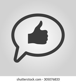 Thumbs up in the speech bubble icon. Social network and web communicate, like symbol. Flat Vector illustration