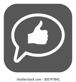 Thumbs up in the speech bubble icon. Social network and web communicate, like symbol. Flat Vector illustration. Button