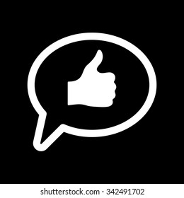 Thumbs up in the speech bubble icon. Social network and web communicate, like symbol. Flat Vector illustration