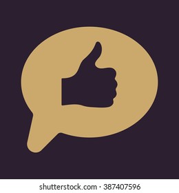 Thumbs up in the speech bubble icon. Social network and web communicate, like symbol. Flat Vector illustration