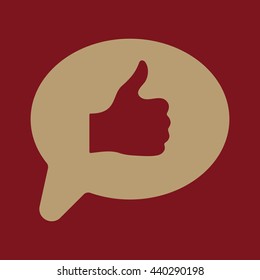 Thumbs up in the speech bubble icon. Social network and web communicate, like symbol. Flat Vector illustration