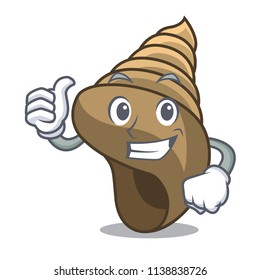 Thumbs up spiral shell character cartoon