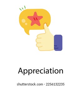 Thumbup y star, icono plano de apreciación