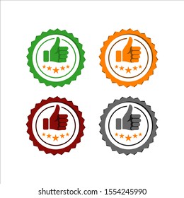 thumbs up star logo design vector sign. symbol of good rating evaluation success and quality