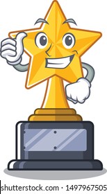 Thumbs up star trophy with the character shape