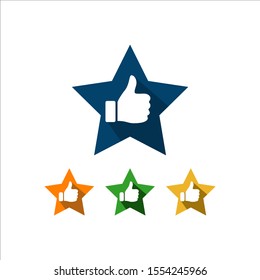 thumbs up star vector sign logo. symbol of good rating evaluation success and quality