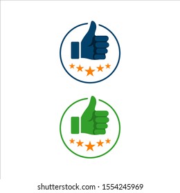thumbs up star vector sign logo. symbol of good rating evaluation success and quality