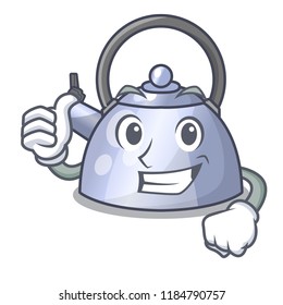 Thumbs up steel whistling kettle character to make drink