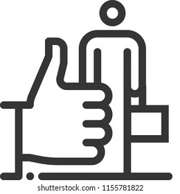 Thumbs up stick figure, bold line stick figure icon. The illustration is vector, editable stroke, 48x48 pixel perfect. Crafted with precision and eye for quality.