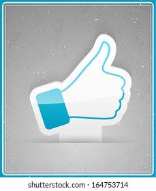 Thumbs up sticker. Vector illustration.