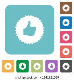Thumbs up sticker white flat icons on color rounded square backgrounds