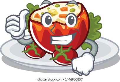 Thumbs up stuffed tomatoes isolated in the mascot