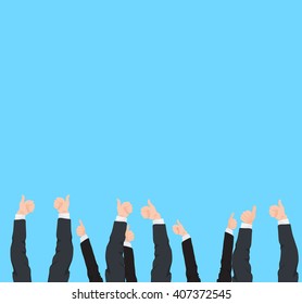 Thumbs Up and success gestures of many different business man and woman hands isolated.