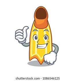 Thumbs up swim fin character cartoon
