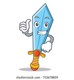 Thumbs up sword character cartoon style vector illustration