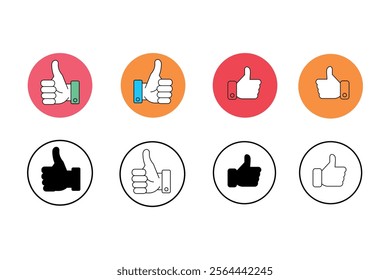 Thumbs Up Symbol Sets for Enhancing Community Engagement, like icon, approval symbol, positive feedback, thumbs up icon, hand sign, success symbol, graphic thumb, positive reaction, social interaction