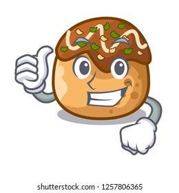 Thumbs up takoyaki character in octopus balls food
