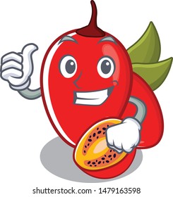 Thumbs up tamarillo betaceum grows in cartoon tree