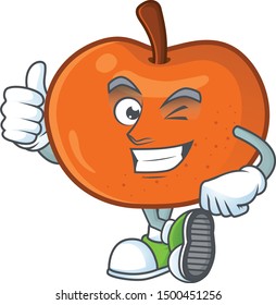 Thumbs up tangerine sweet in the cartoon shape