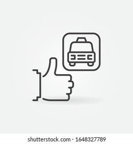 Thumbs Up with Taxi vector concept outline icon or design element
