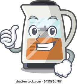 Thumbs up tea maker in the cartoon shape