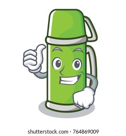 Thumbs up thermos character cartoon style
