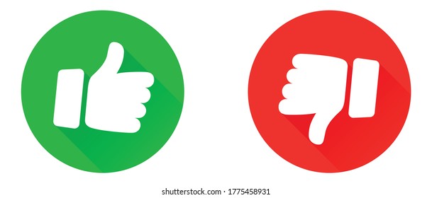 Thumbs up and thumb down icon set. Thumb up and thumb down line icons. Flat style - stock vector.