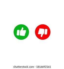 Thumbs up and thumb down icon set. Thumb up and thumb down line icons. Flat style