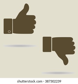 Thumbs up Thumb down icons. Vector illustration.