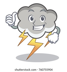 Thumbs up thunder cloud character cartoon