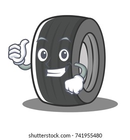 Thumbs up tire character cartoon style