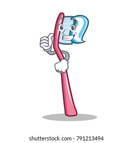 Thumbs up toothbrush character cartoon style