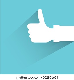 thumbs up, blue shadow and flat theme